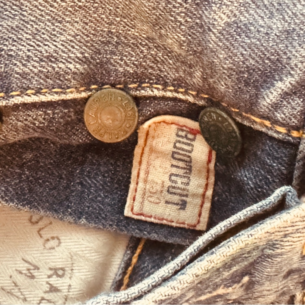 Vintage Ralph Lauren Polo Denim Jeans Fly Rivet Baggy Bootcut 40x30 (42x31) - Picture 10 of 11